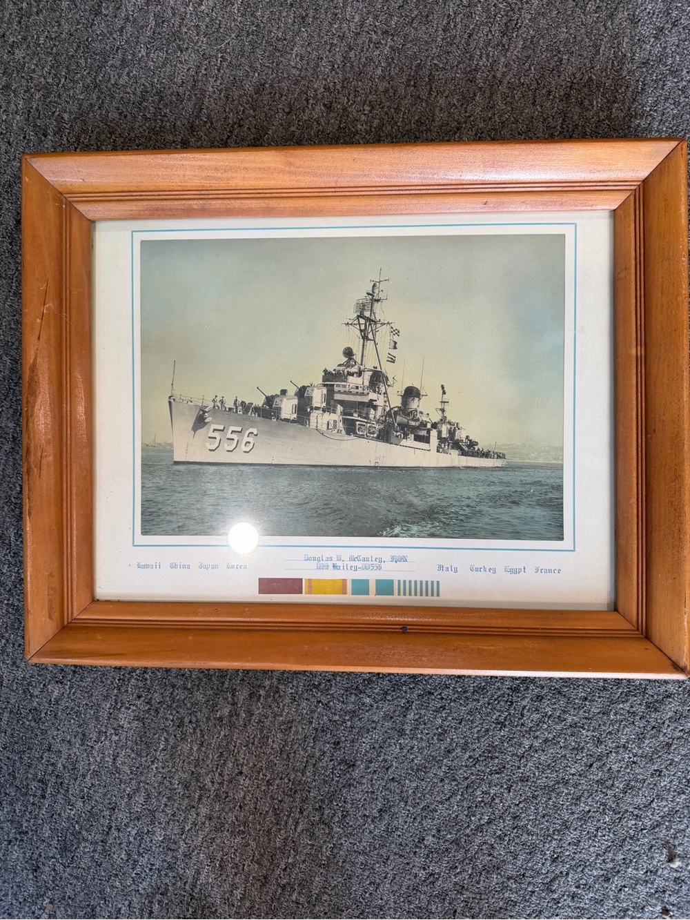 Vintage Wood Finish Brown Framed Naval Print - Home Accents